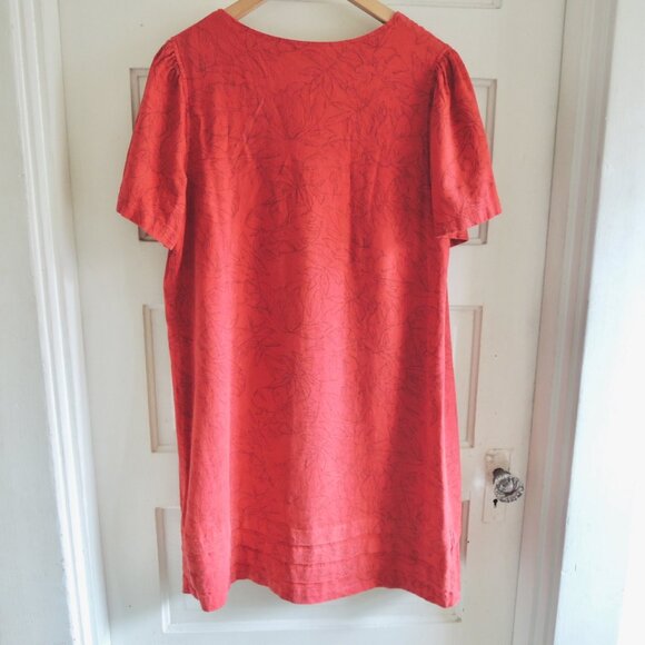 Nicole Miller Red & Black Linen Blend Shift Dress XL - Picture 7 of 9